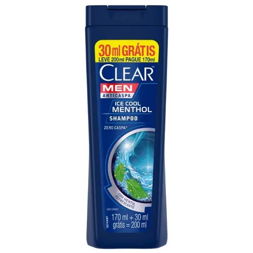 SHAMPOO CLEAR MEN ICE COOL MENTHOL PROMOCIONAL 200ML