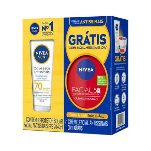 KIT PROTETOR SOLAR NIVEA FACIAL FPS70 + CREME FACIAL 100G